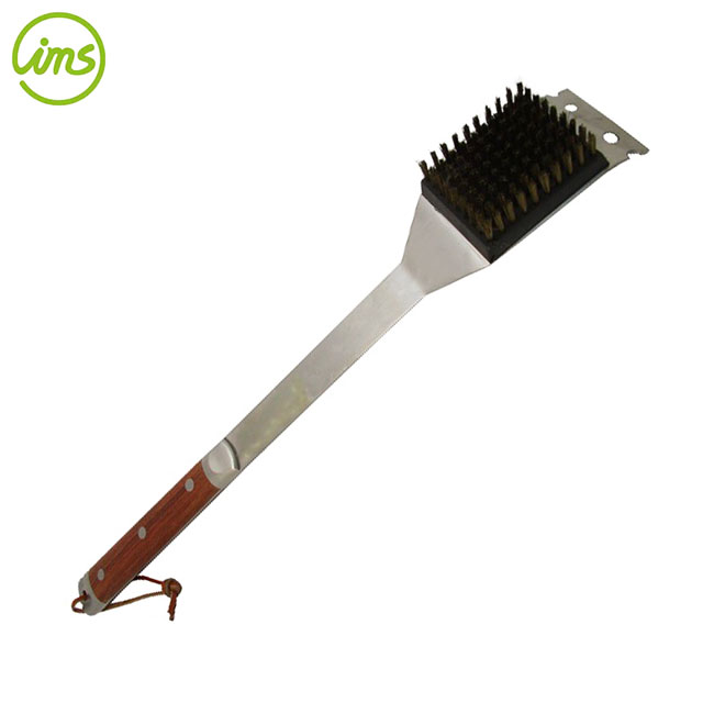 bbq brass grill brush with forged handle | heavy-duty grill cleaner